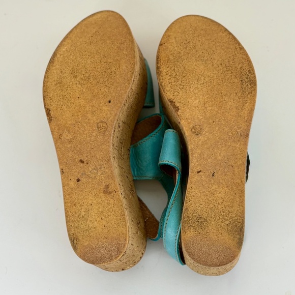 Sbicca Teal Leather Platform Sandals - Picture 4 of 4